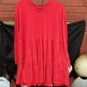 Zara Red Tiered Tunic Top